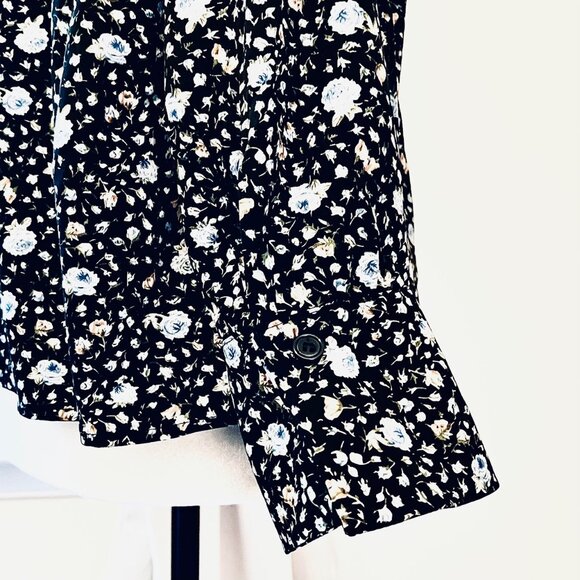 Allegra K Long Sleeve Blue Floral Blouse, Tie Closure (XL) NWT - Picture 10 of 14